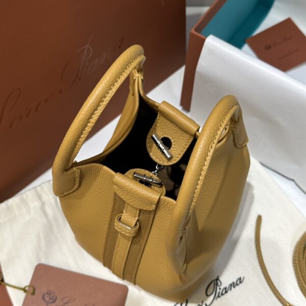Loro Piana Micro Bale bag Grained Calfskin Dark Lichen yellow | Loro Piana