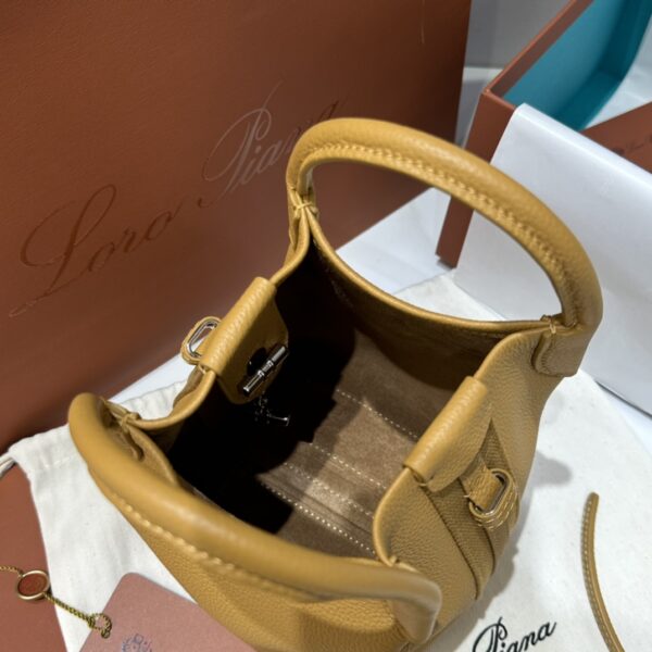 Loro Piana Micro Bale bag Grained Calfskin Dark Lichen yellow | Loro Piana