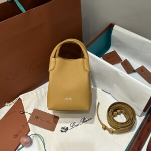 Loro Piana Micro Bale bag Grained Calfskin Dark Lichen yellow | Loro Piana