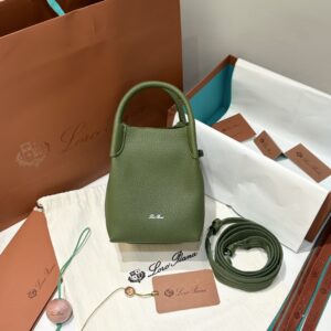 Loro Piana Micro Bale bag Grained Calfskin Dark Lichen Green | Loro Piana