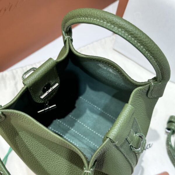 Loro Piana Micro Bale bag Grained Calfskin Dark Lichen Green | Loro Piana