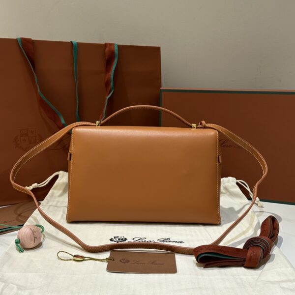 Extra L27 leather crossbody bag in brown- Loro Piana |