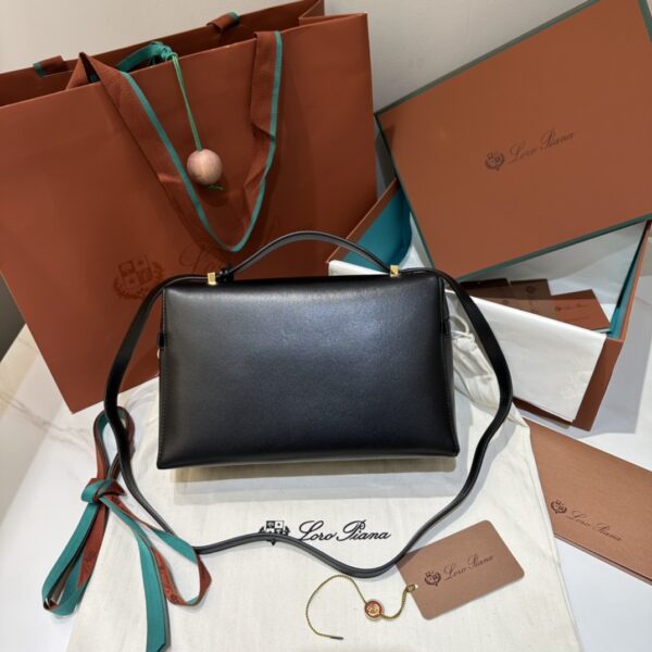 Extra L27 leather crossbody bag in black - Loro Piana |