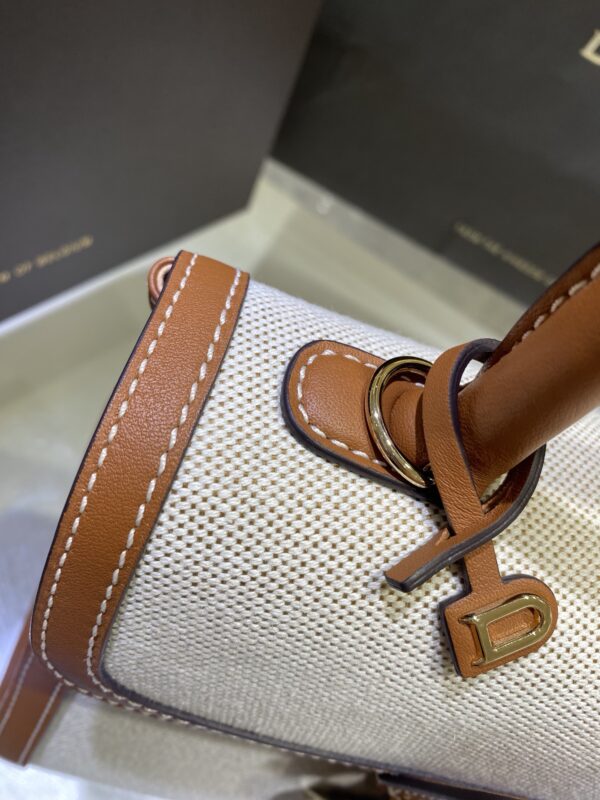 Delvaux Natural/Tan Calf Trim Canvas Brillant PM Bag ○