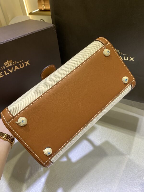 Delvaux Natural/Tan Calf Trim Canvas Brillant PM Bag ○