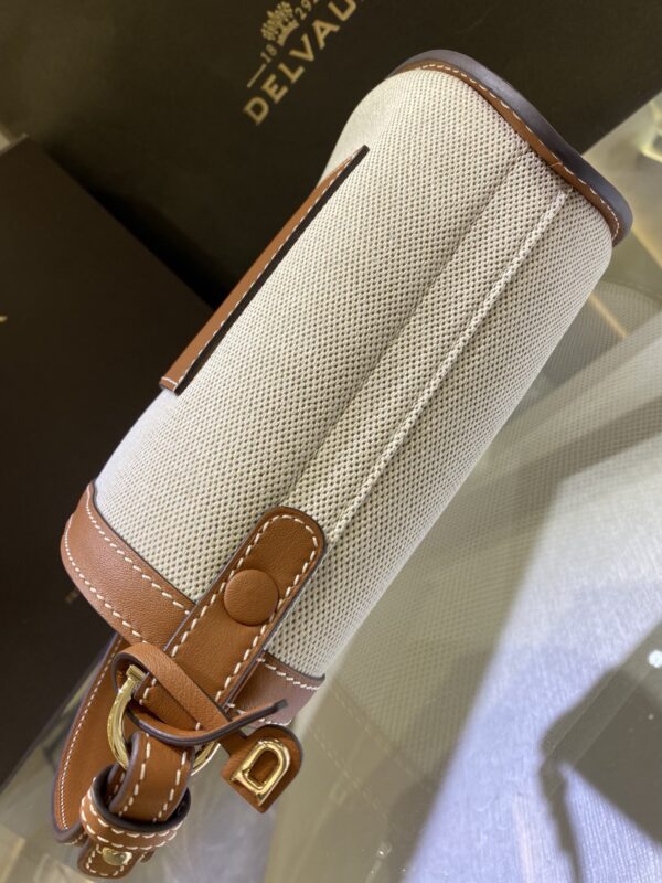 DELVAUX Linen Canvas Supple Calfskin Mini Pin Daily Surpiqu