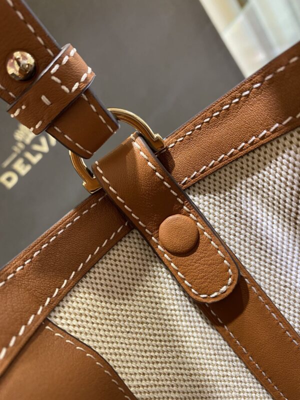 DELVAUX Linen Canvas Supple Calfskin Mini Pin Daily Surpiqu