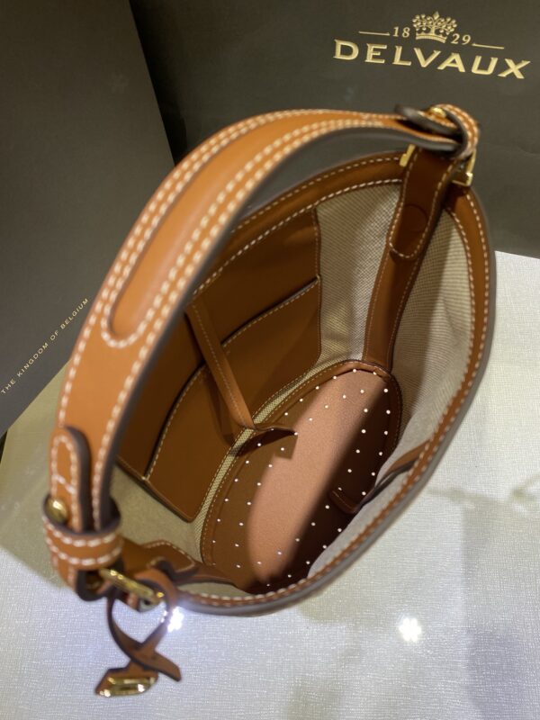 DELVAUX Linen Canvas Supple Calfskin Mini Pin Daily Surpiqu