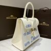 Delvaux Brillant MM Leather Handbag White Pony-style calfskin r