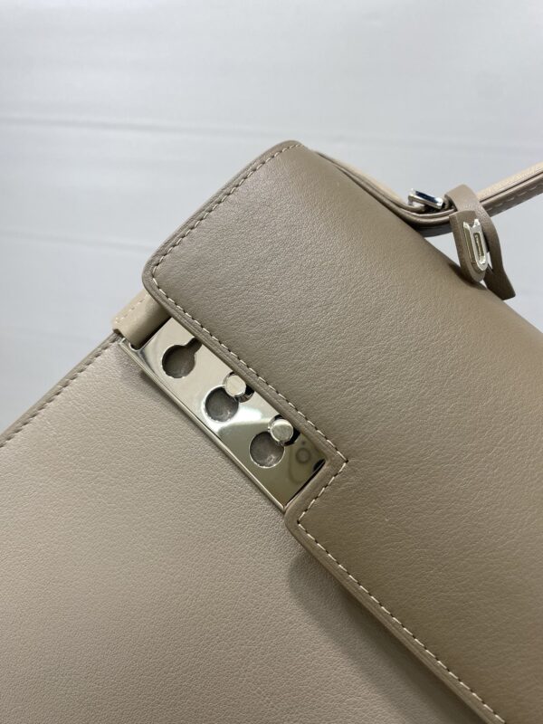 DELVAUX Calfskin MM Tempete Satchel BROWN GRAY