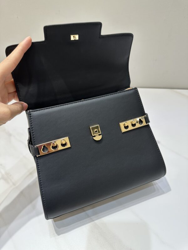 DELVAUX Calfskin MM Tempete Satchel BLACK