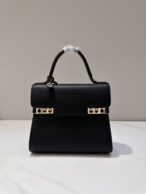 DELVAUX Calfskin MM Tempete Satchel BLACK