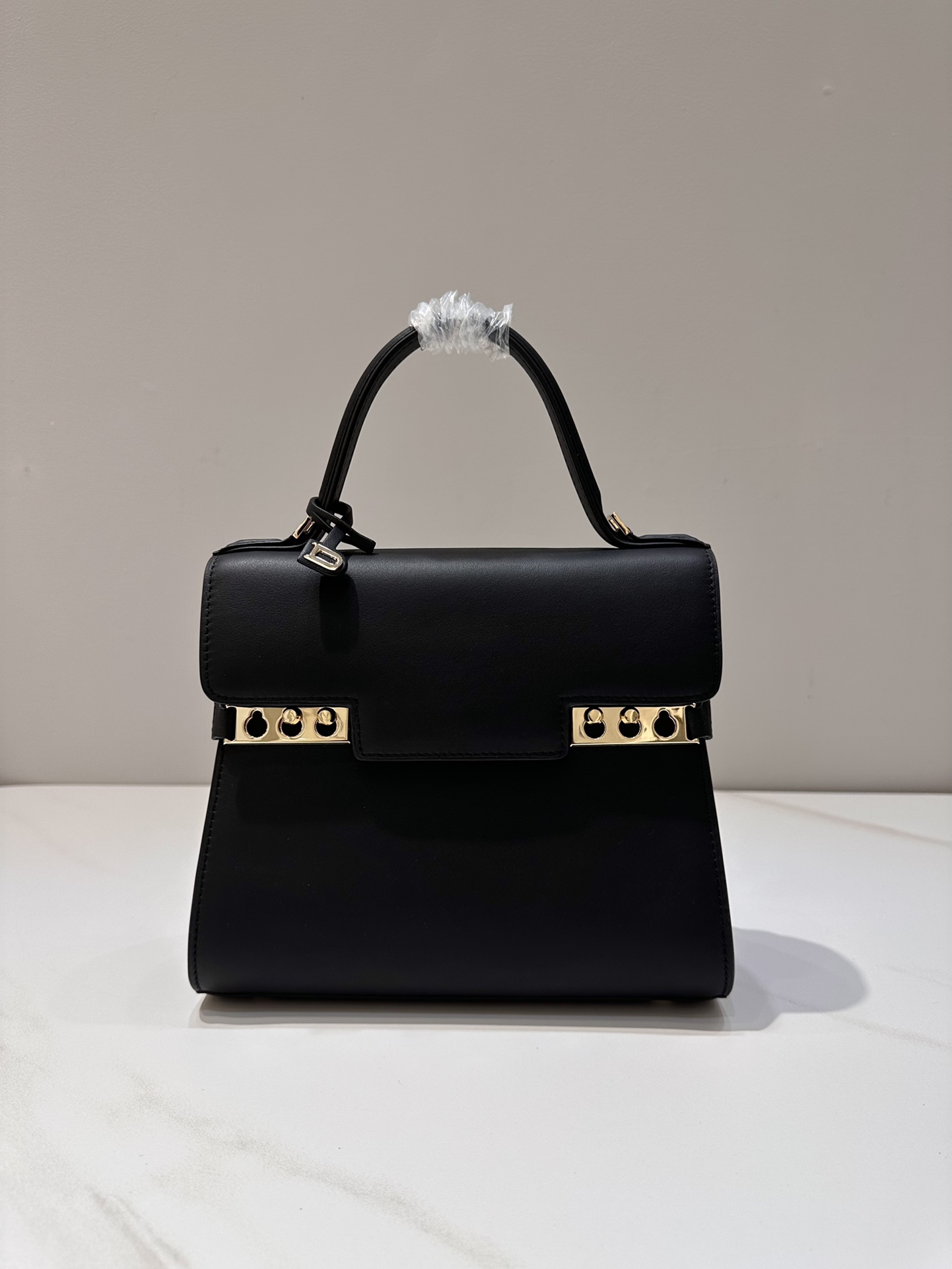 DELVAUX Calfskin MM Tempete Satchel BLACK