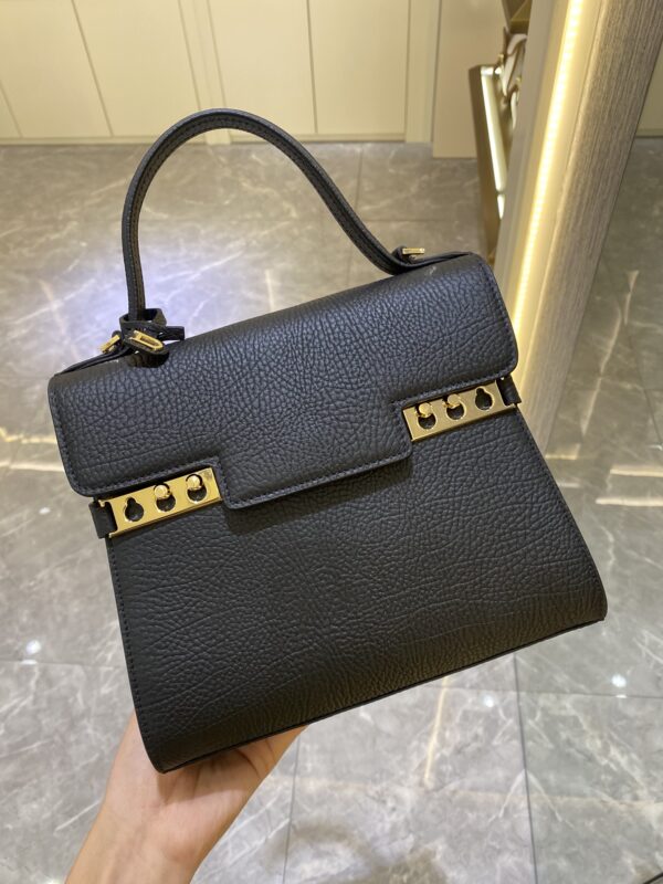 DELVAUX Calfskin MM Tempete Satchel  BLACK