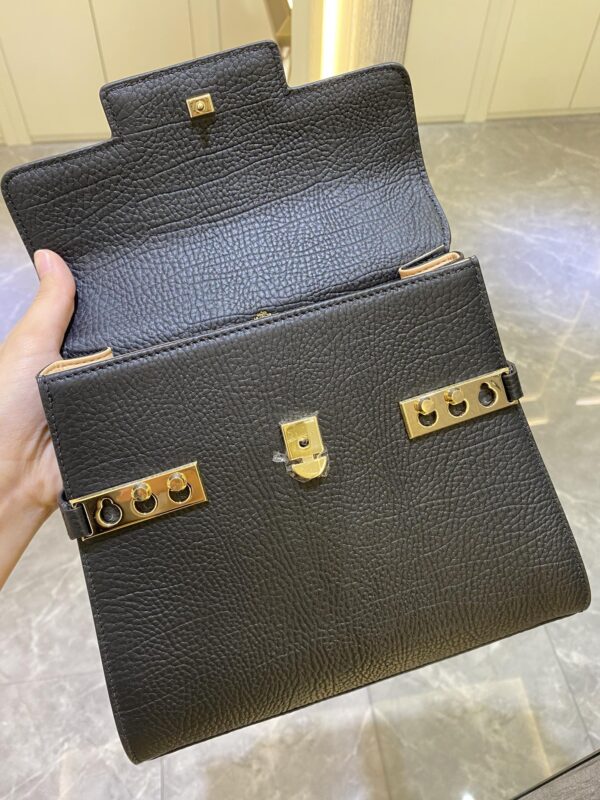 DELVAUX Calfskin MM Tempete Satchel  BLACK