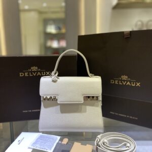 DELVAUX Calfskin MM Tempete Satchel White 1429482 |