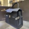 Delvaux Tempête PM Handbag British BLACK Leather Pony-style calfskin