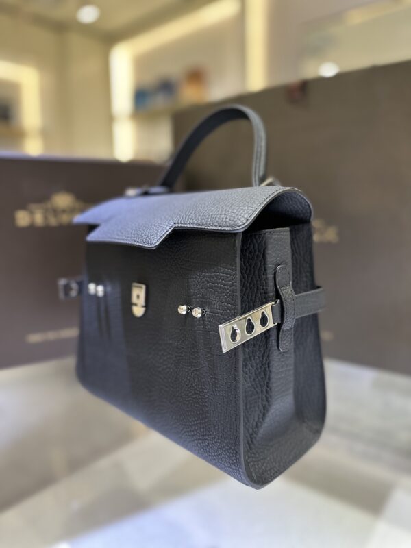 Delvaux Tempête PM Handbag British BLACK Leather Pony-style calfskin
