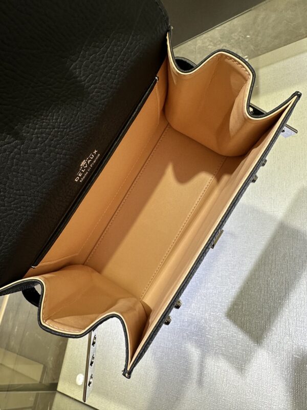 Delvaux Tempête PM Handbag British BLACK Leather Pony-style calfskin