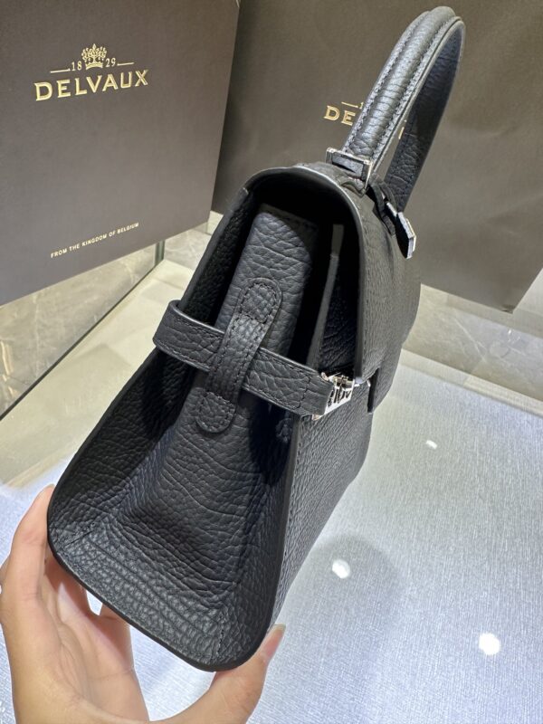 Delvaux Tempête PM Handbag British BLACK Leather Pony-style calfskin