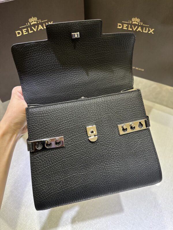 Delvaux Tempête PM Handbag British BLACK Leather Pony-style calfskin