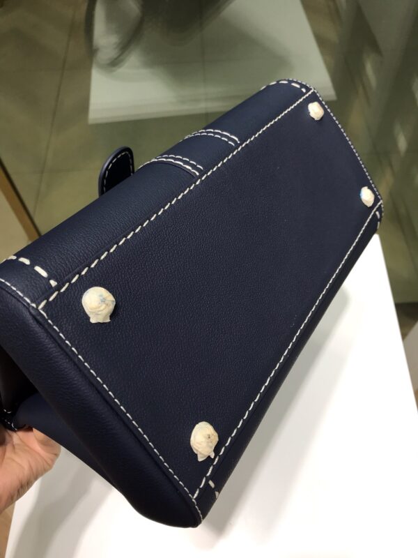 Delvaux Brillant Mini Surpiqué 'Ivory' BLUE NAVY