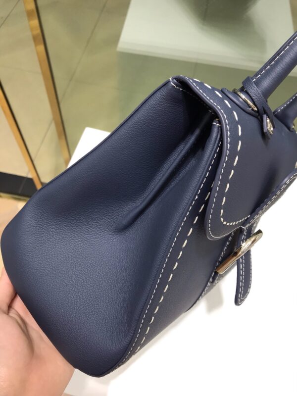 Delvaux Brillant Mini Surpiqué 'Ivory' BLUE NAVY