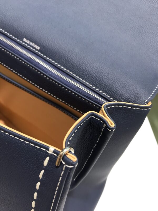 Delvaux Brillant Mini Surpiqué 'Ivory' BLUE NAVY