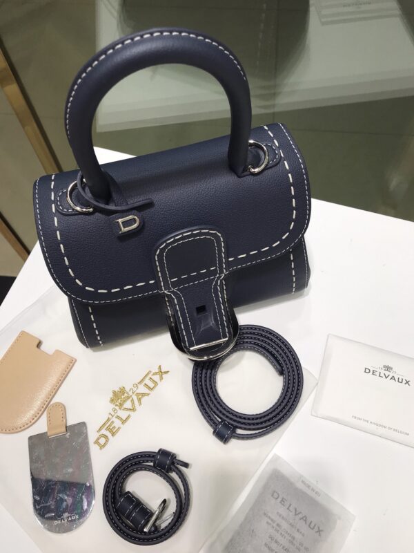 Brillant leather handbag Delvaux BLUE NAVY in Leather -