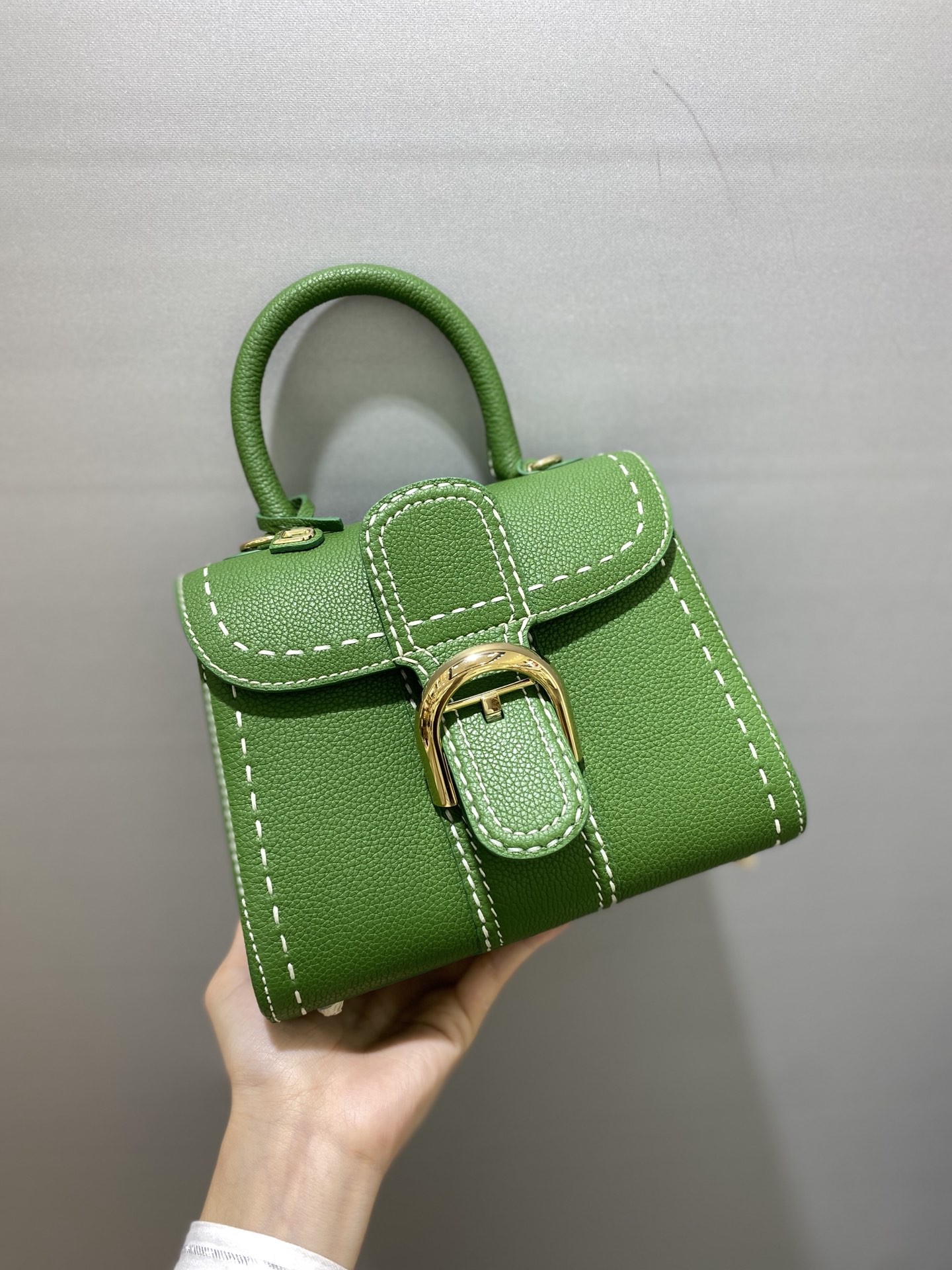 DELVAUX Grained Rodeo Calfskin Surpique Mini Brillant BAG GREEN