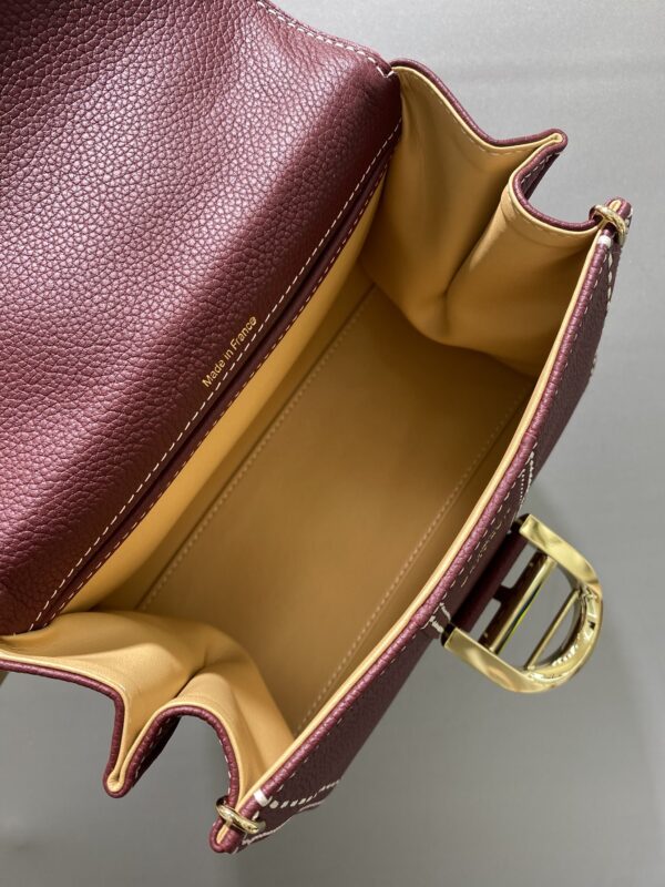 Delvaux Brillant Togo Leather Plum Red Bag