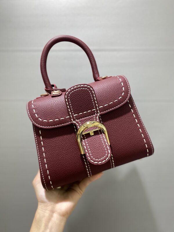 Delvaux Brillant Togo Leather Plum Red Bag
