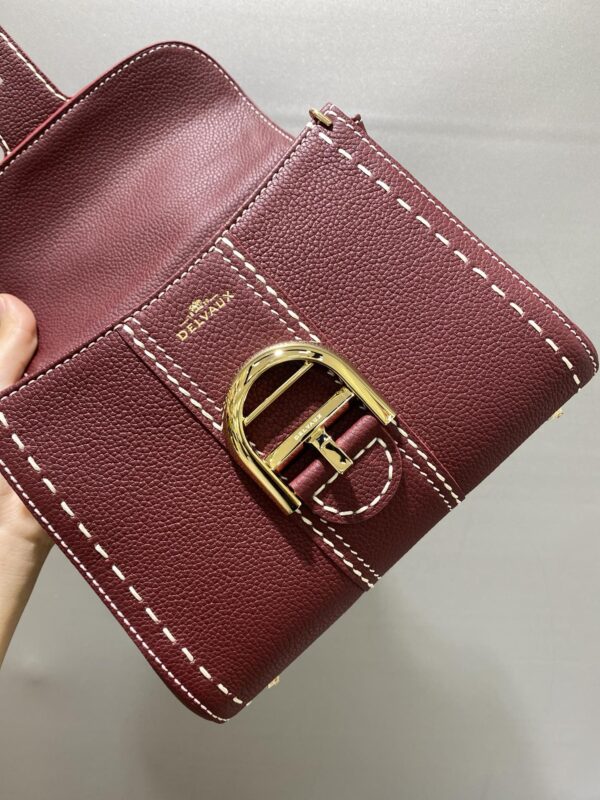 Delvaux Brillant Togo Leather Plum Red Bag