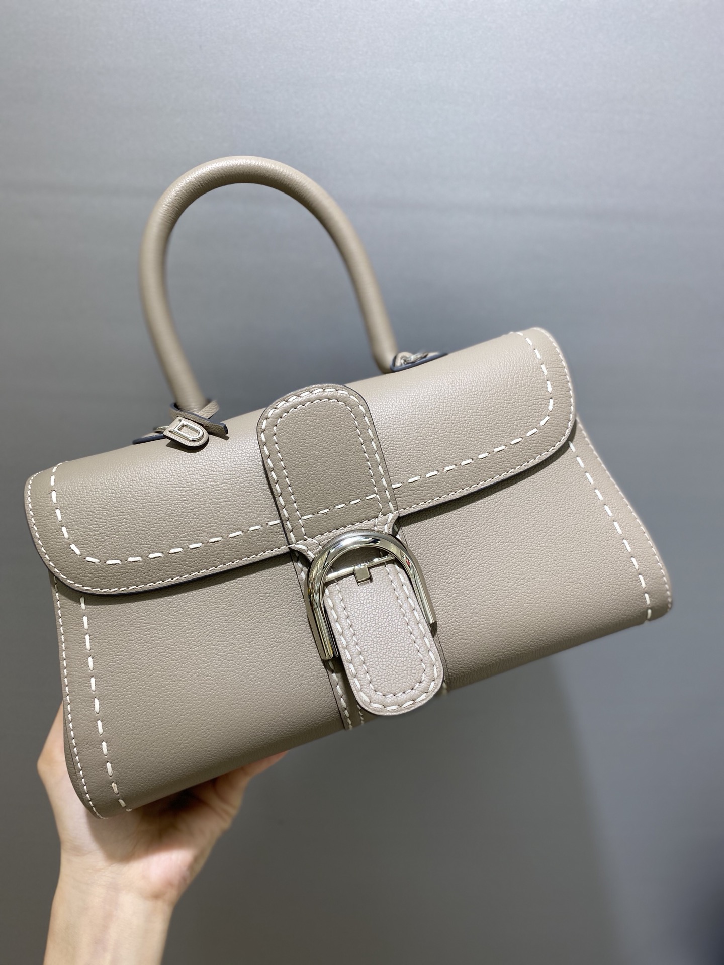 Delvaux Mini Brillant Surpiqué Tote Bag | Neutrals