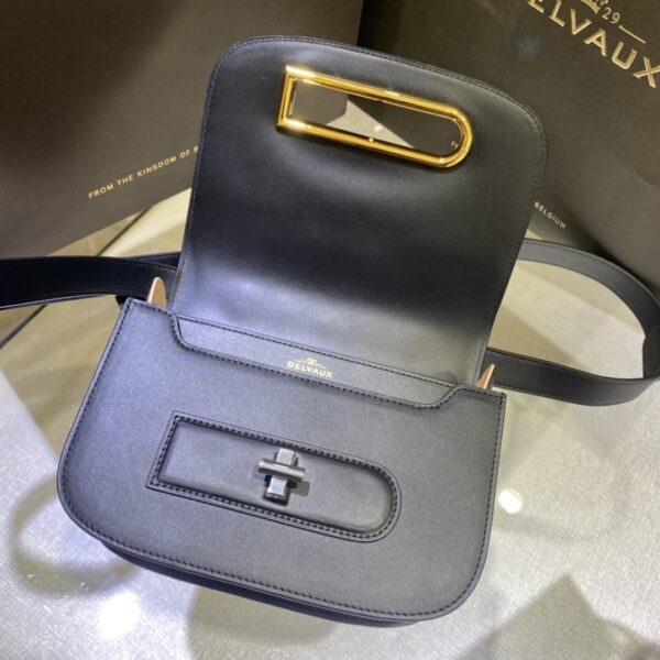 DELVAUX Olen Calfskin Small Lingot Crossbody Black
