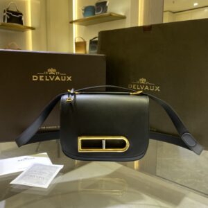 DELVAUX Olen Calfskin Small Lingot Crossbody Black