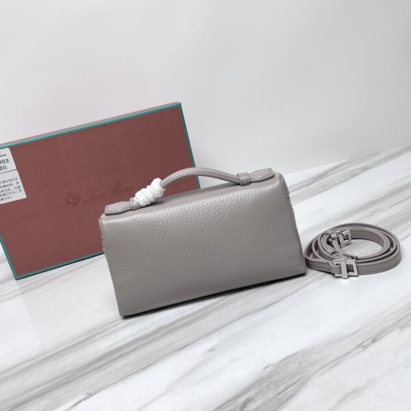 Loro Piana Extra Pocket 19 leather top handle bag gray