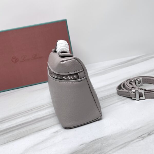 Loro Piana Extra Pocket 19 leather top handle bag gray