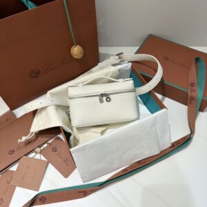 Extra pocket leather handbag Loro Piana White in Leather