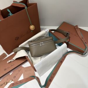 Extra pocket leather handbag Loro Piana gray in Leather
