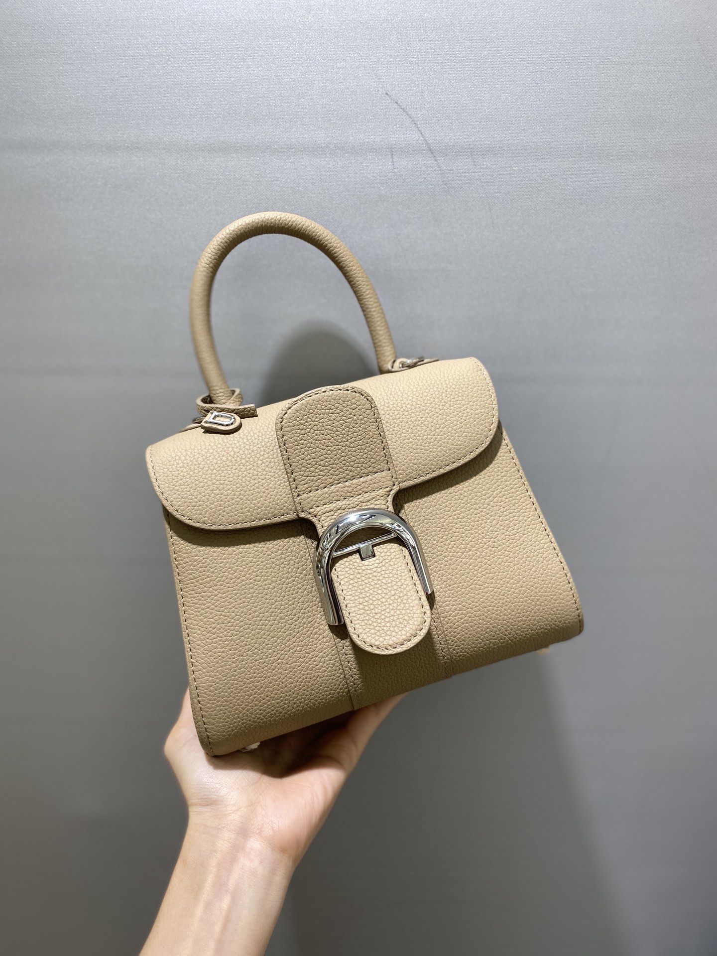 ELVAUX Grained Calfskin Mini Brillant Satchel bag brown