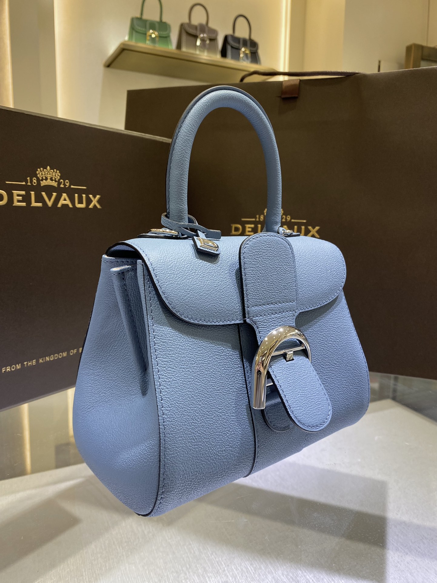 Brillant leather crossbody bag Delvaux blue  in Leather