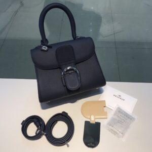 Brillant leather handbag Delvaux bag blue navy