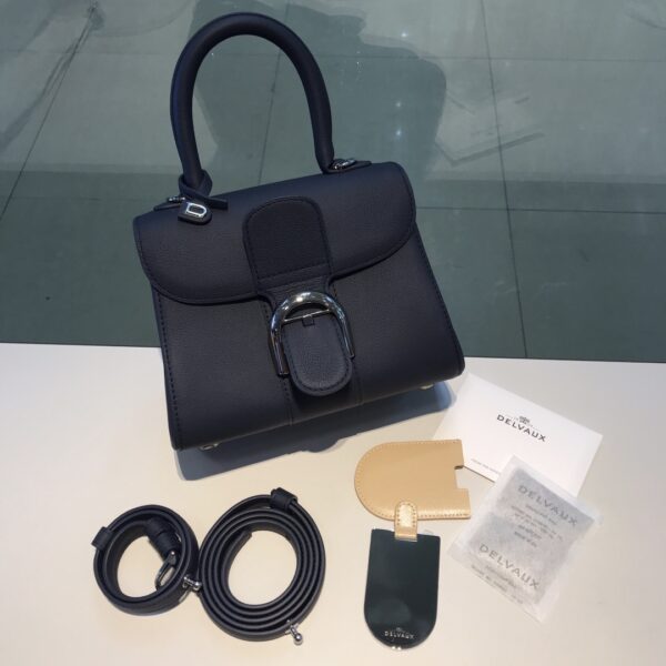 Brillant leather handbag Delvaux bag blue navy