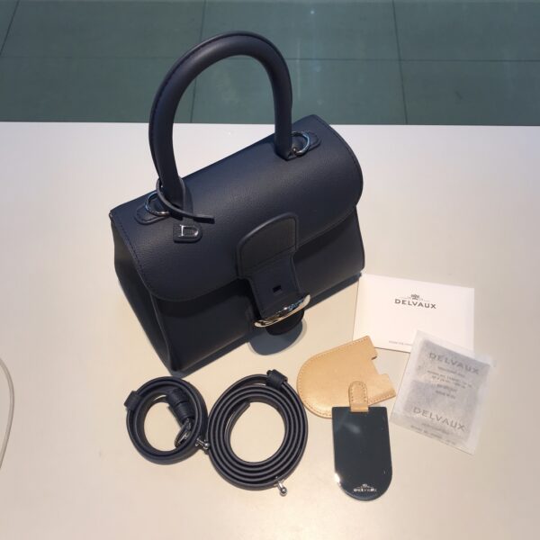 Brillant leather handbag Delvaux bag blue navy