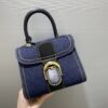 Delvaux Brillant-Dark Blue Denim Tote,Black Patent Delvaux 02379