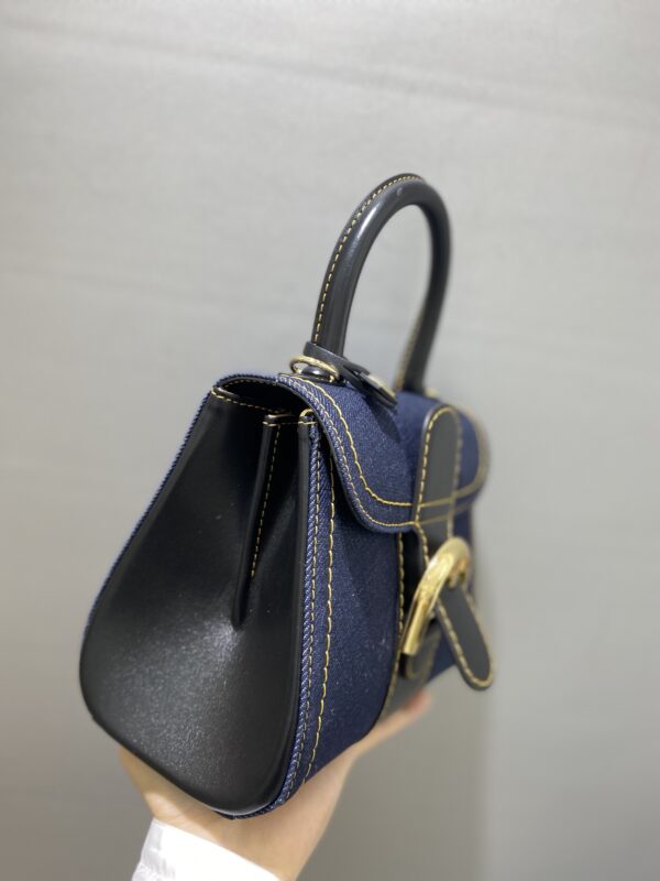Delvaux Brillant-Dark Blue Denim Tote,Black Patent Delvaux 02379