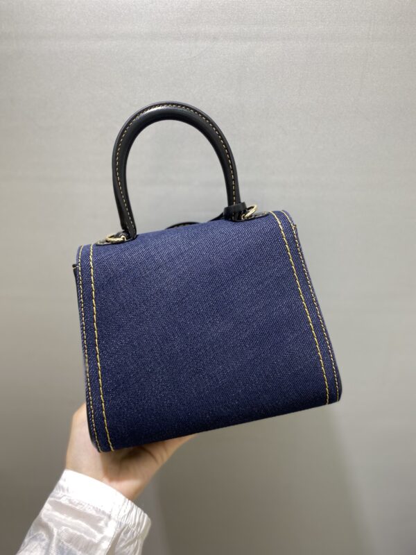 Delvaux Brillant-Dark Blue Denim Tote,Black Patent Delvaux 02379