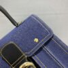 Delvaux Brillant-Dark Blue Denim Tote,Black Patent ...