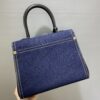 Delvaux Brillant-Dark Blue Denim Tote,Black Patent ...
